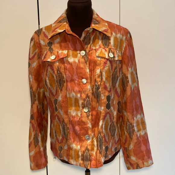 Ruby Rd. Linen blend jacket pearlized buttons 8 - Picture 1 of 15